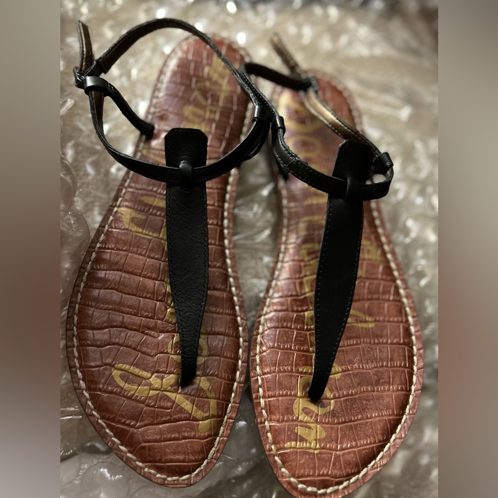 * Sam Edelman Thong Ankle Strap Leather Sandals SZ 9 *